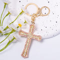 Rhinestone Cross Keychain Metal Pendant