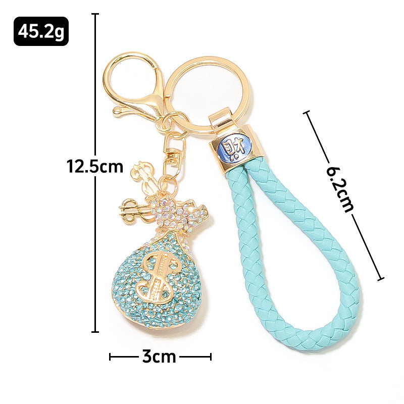Lucky Money Bag Crystal Keychain Sparkling Charm