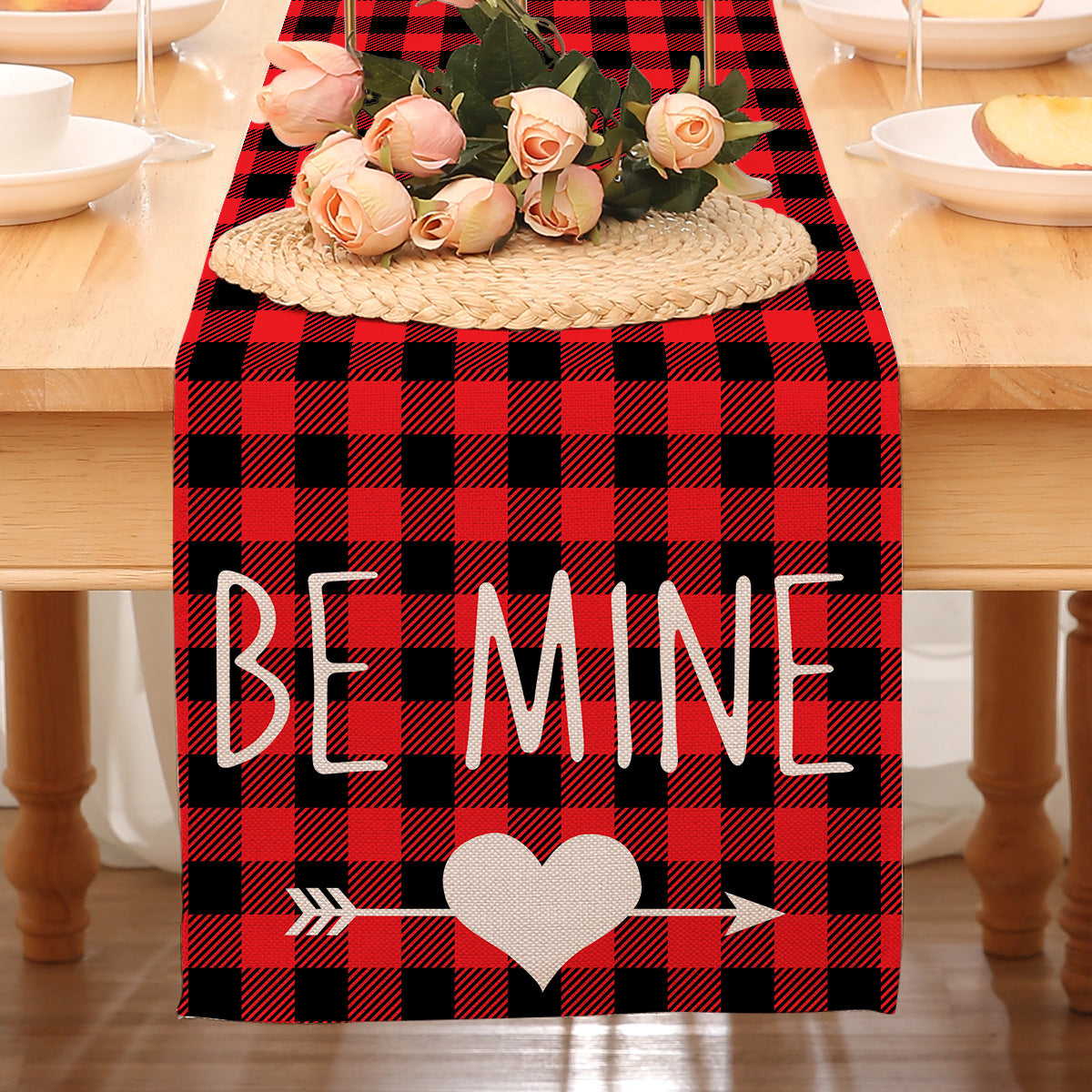 Valentine’s Day Heart Table Runner Red Printed Decor