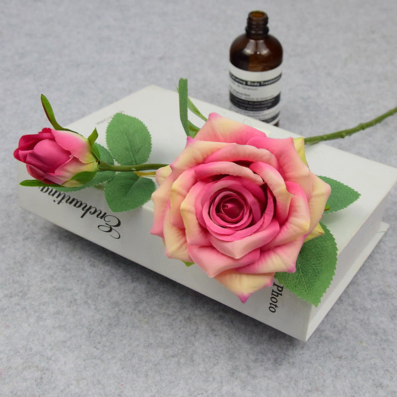 Valentine’s Day Short Stem Double Rose Silk Flower Decor