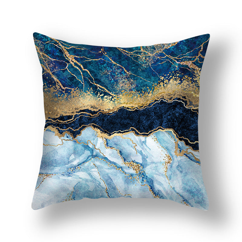 Abstract Gold Foil Linen Throw Pillow Cover 18x18 Square