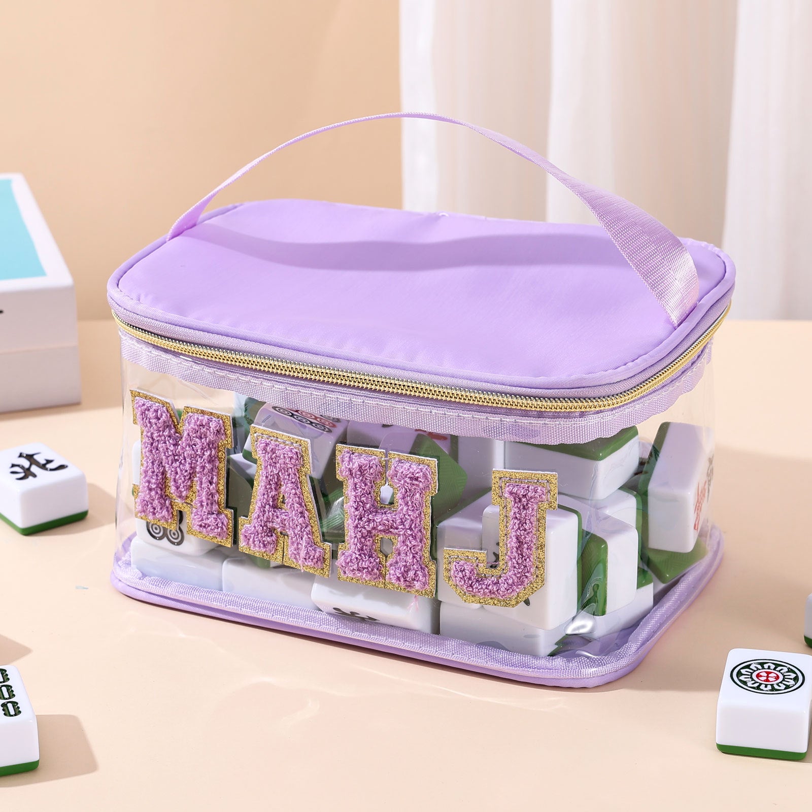 Transparent Mahjong Storage Bag Waterproof Cosmetic Organizer