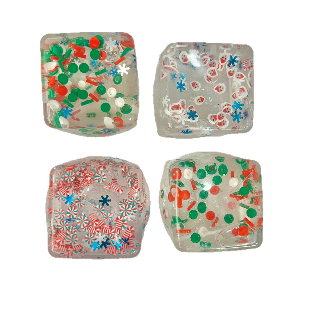 Christmas Ice Cube Squishy Clear Glitter Stress Toy