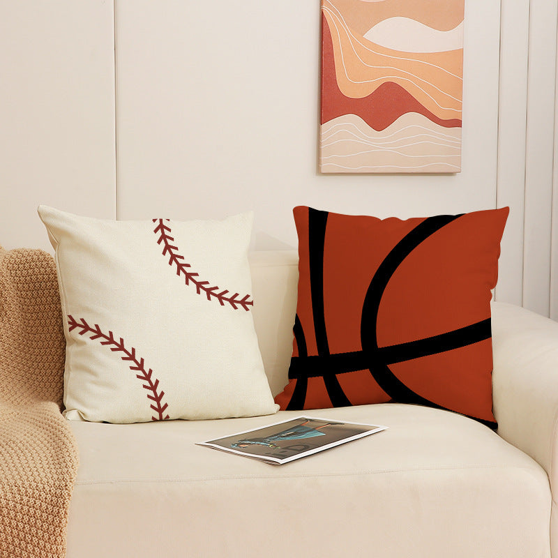 Sports Ball Square Faux Linen Throw Pillow Cover 18x18