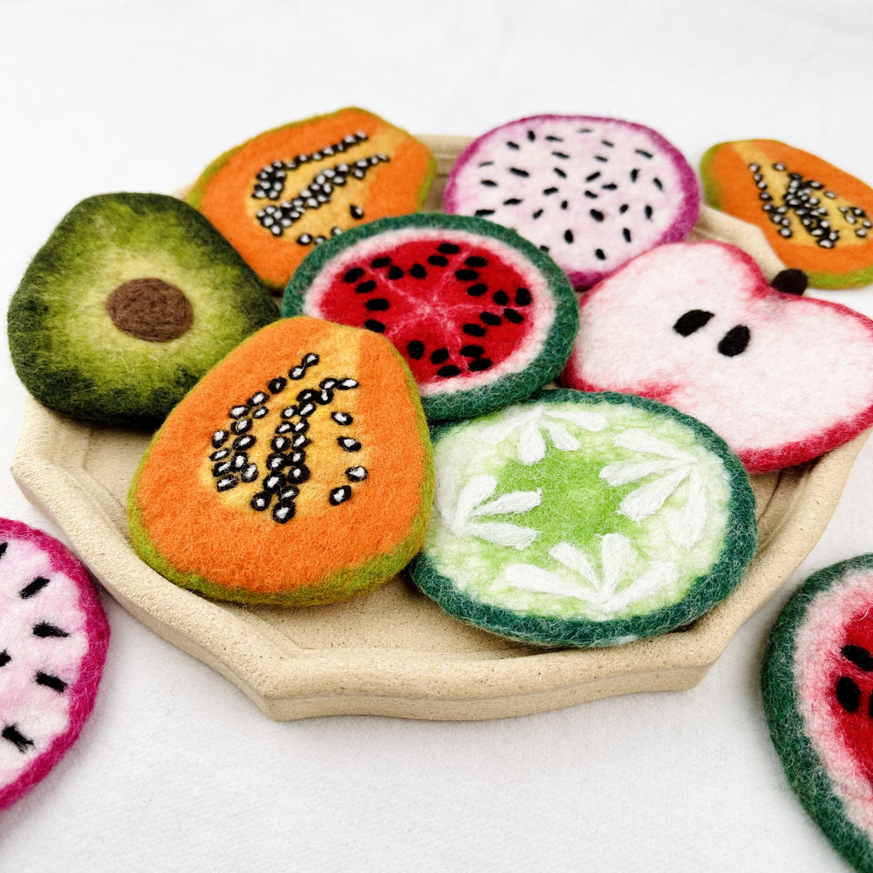 Handmade Wool Felt Fruit Coaster Colorful Food Drink Mat