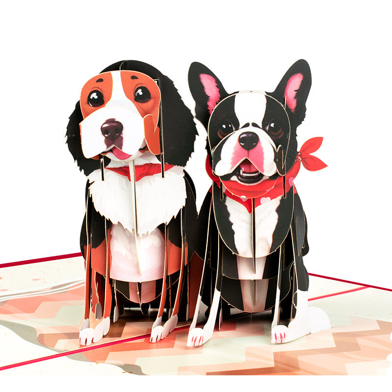 Valentines 3D Pop Up Dog Greeting Card Handmade Cute Gift