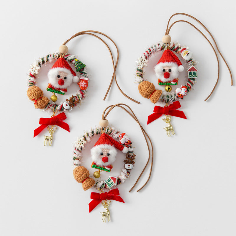 Handmade Christmas Santa Wreath Car Hanging Decoration