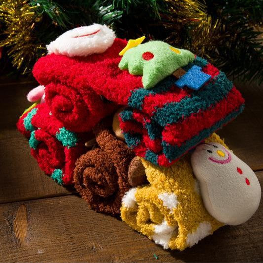 Christmas Coral Fleece Cozy Winter Holiday Socks
