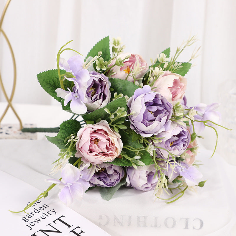 Valentines Faux Peony Bouquet Artificial Flowers Home Decor