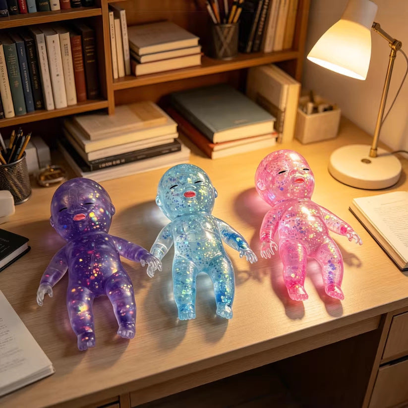 Glitter Jelly Doll Squishy Toy Soft Squeeze Stress Relief