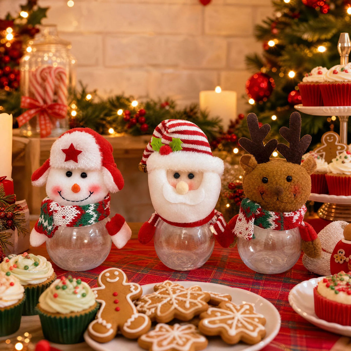Christmas Candy Jar Figurine Holiday Tabletop Decoration