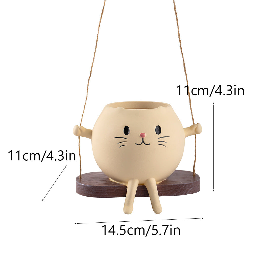 Whimsical Cat Planter Garden Decor Cute Outdoor Animal Flower Pot