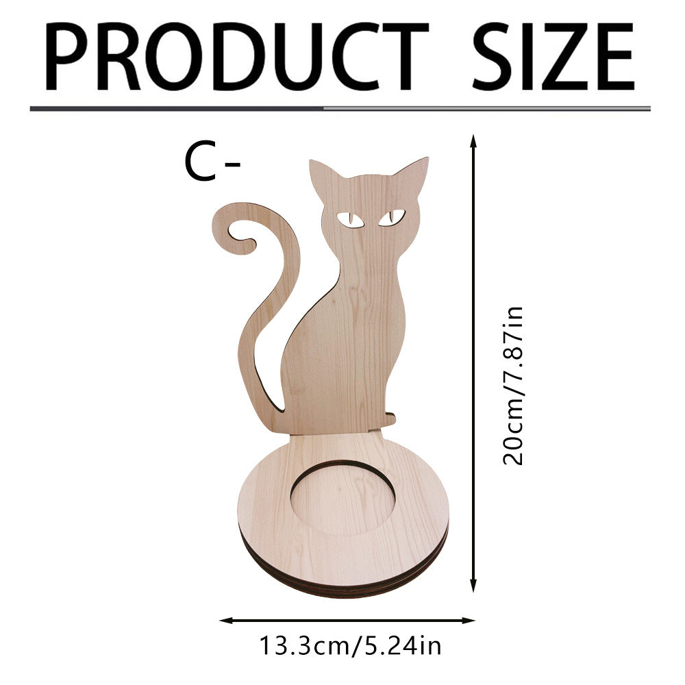 Wooden Halloween Candle Holder Tabletop Seasonal Decor