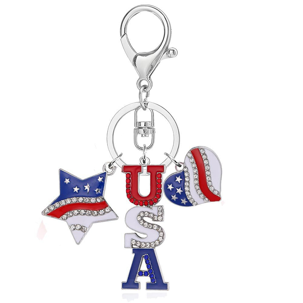 4th of July Patriotic USA Flag Keychain Accessory
