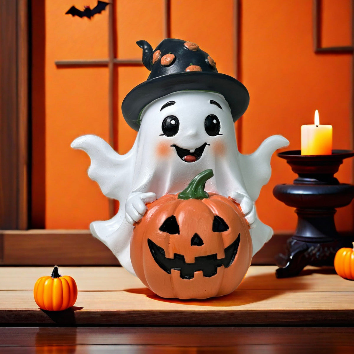 Resin Halloween Ghost Pumpkin Tabletop Decoration