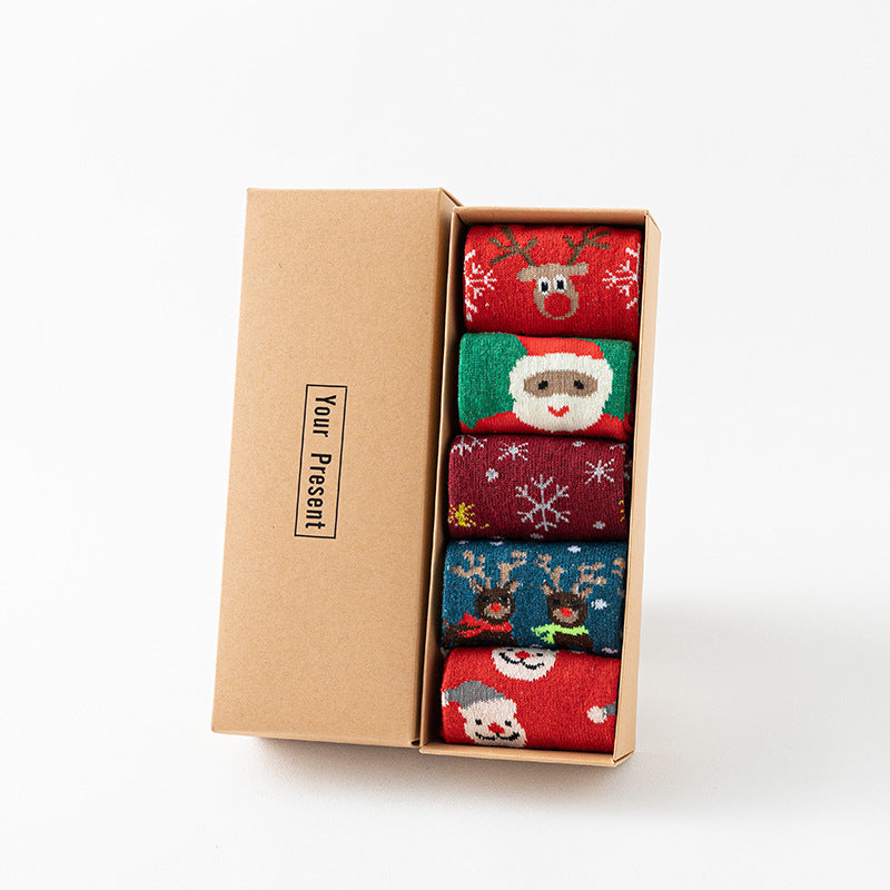 Christmas Polyester Socks Gift Set Holiday Crew Socks