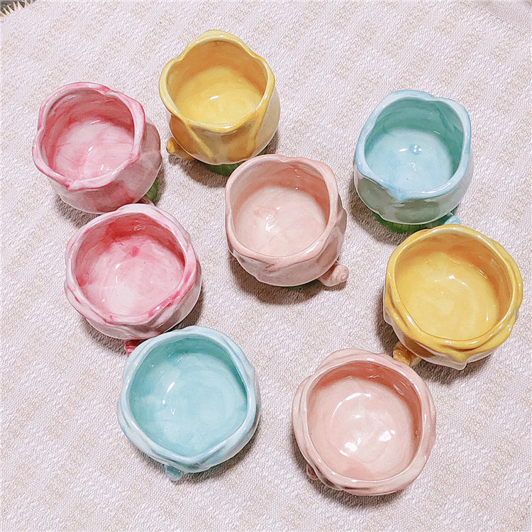 Tulip Ceramic Candle Holder Floral Tabletop Decor