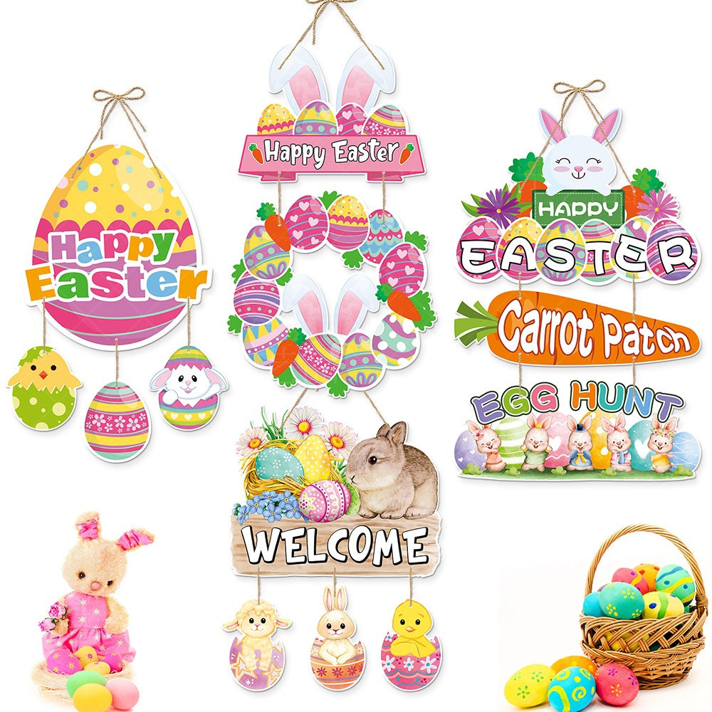 Easter Door Hanging Decor Bunny Egg Welcome Sign