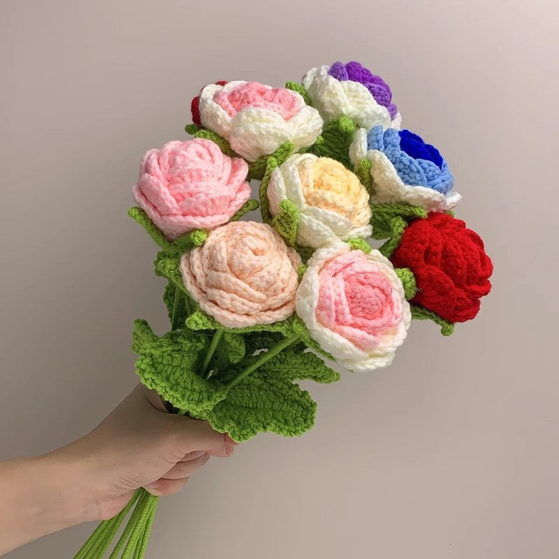 Valentine’s Day Handmade Crochet Rose Flower Decor Gift