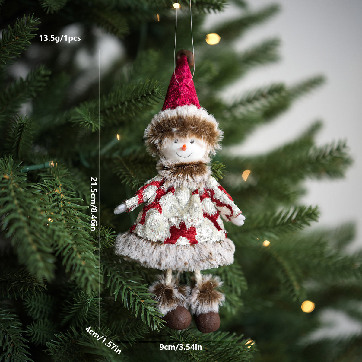Cozy Plush Christmas Ornaments Santa Snowman Reindeer Girl