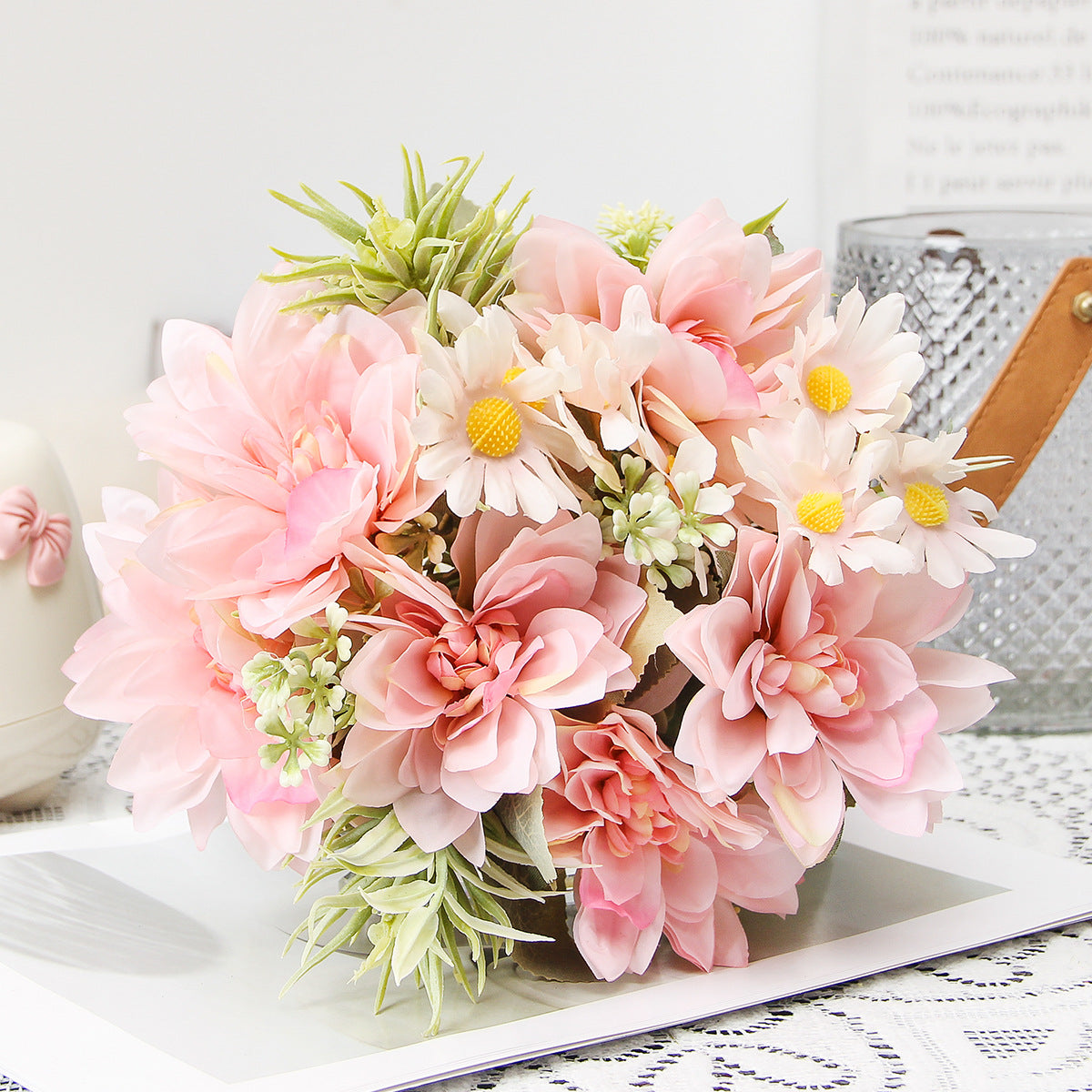 Valentine Elegant Artificial Dahlia Bouquet for Home Decor