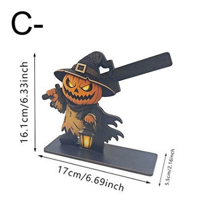 Wooden Halloween Tabletop Decor Ghost Pumpkin Cat Desk Ornament