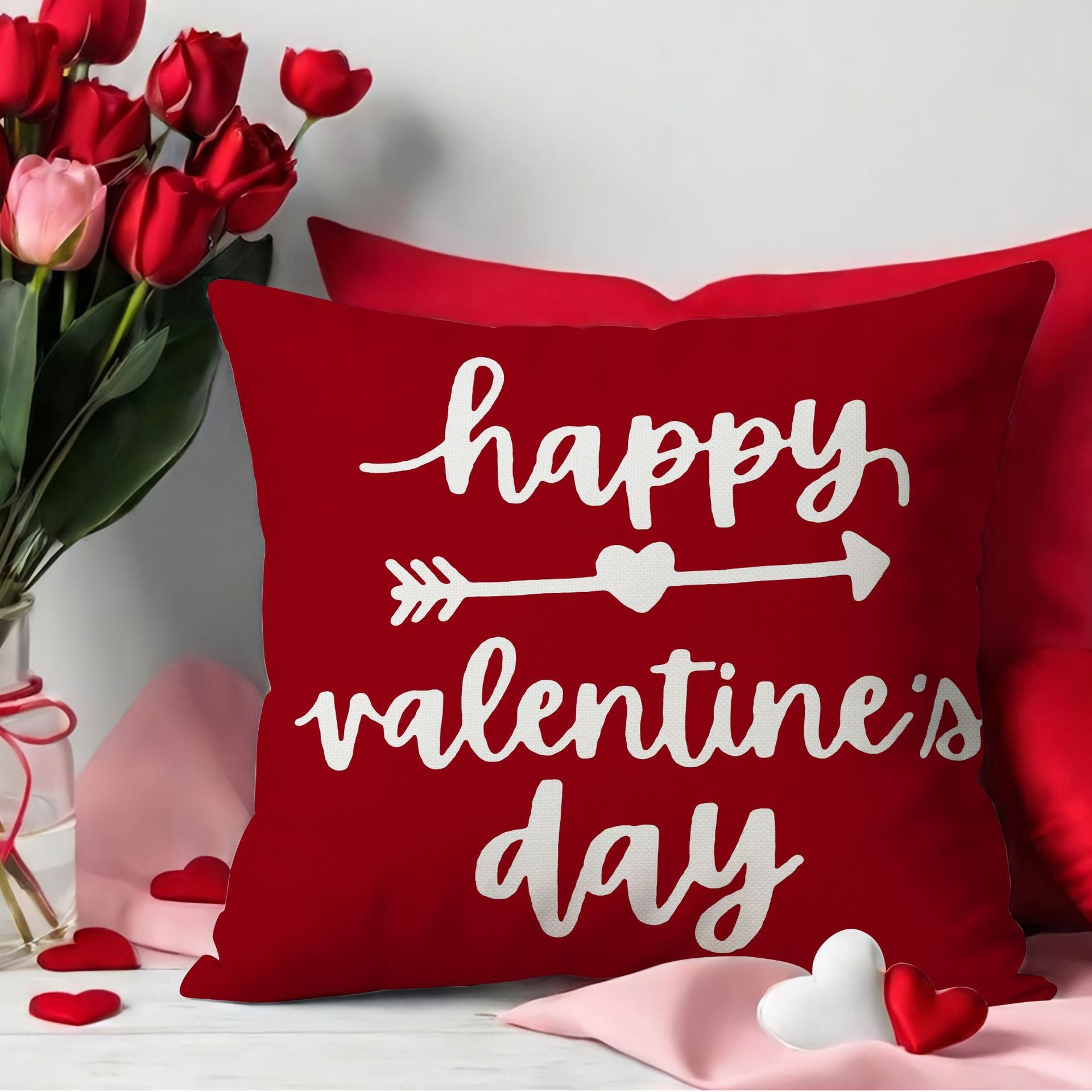 Valentines Day Linen Throw Pillow Covers Nordic Home Decor