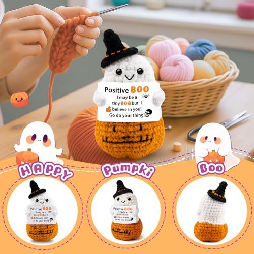 Handmade Crochet Doll Pumpkin Ghost Halloween Plush Decor