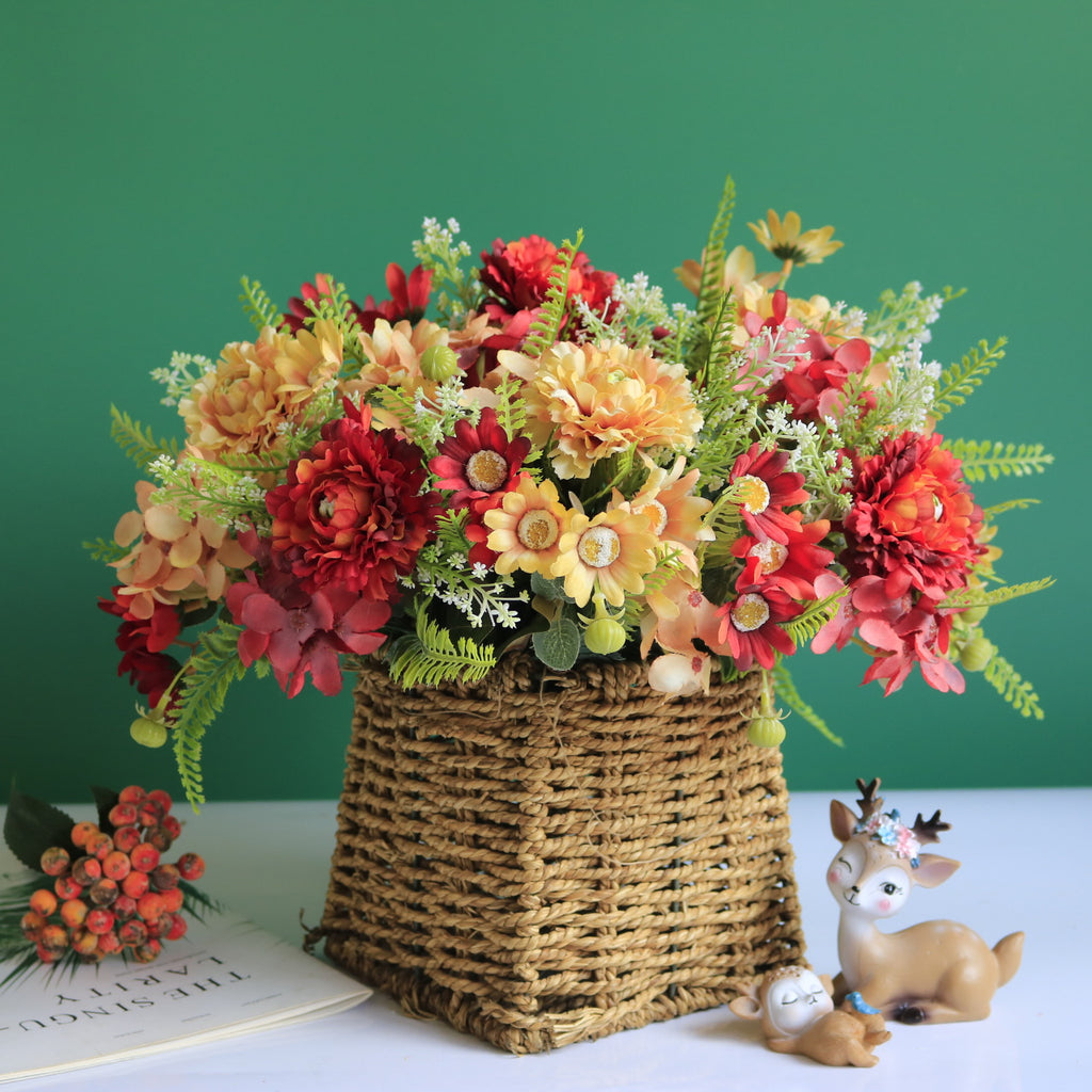 Valentine Faux Hydrangea Carnation Daisy Bouquet Home Decor
