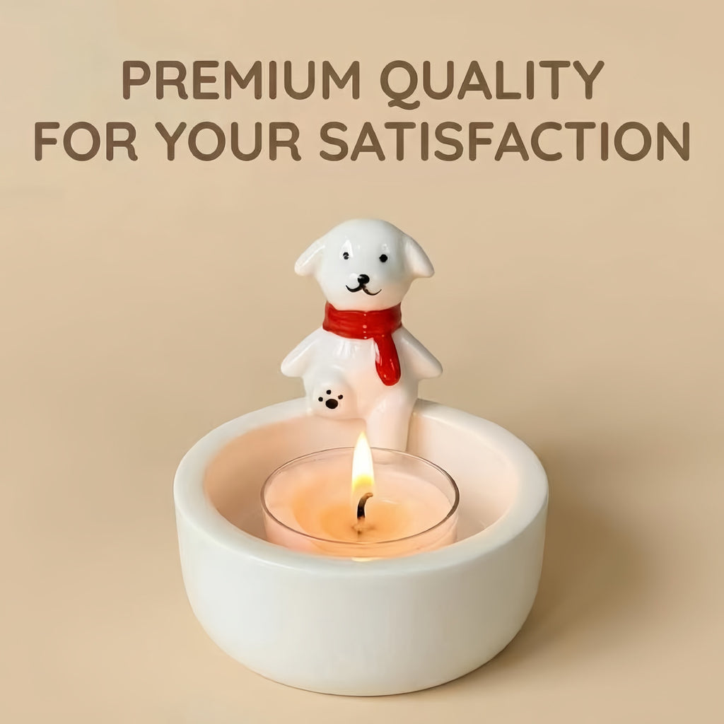 Cute Dog Ceramic Candle Holder Tabletop Decor