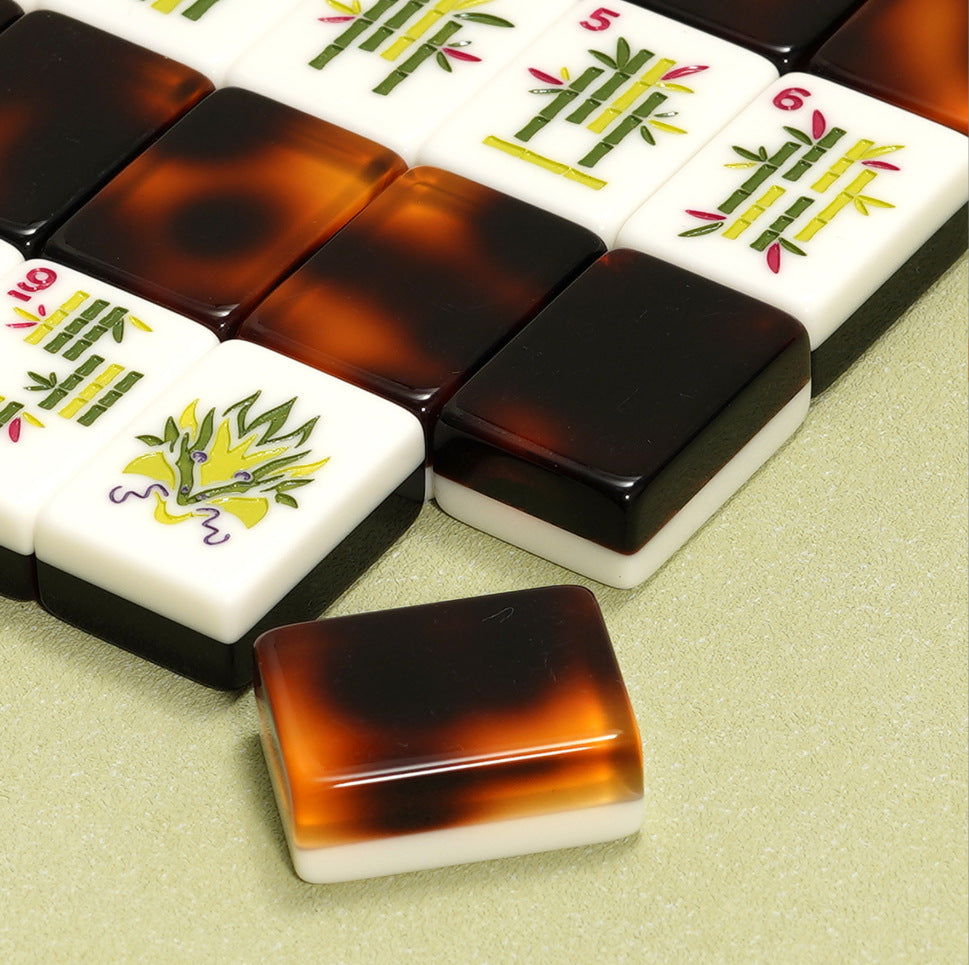 Tortoise Shell Acrylic Mahjong Set Classic Game Tiles