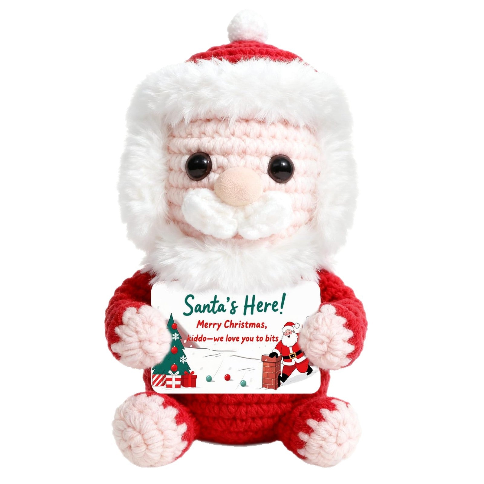 Handmade Crochet Sitting Santa Holiday Plush Ornament