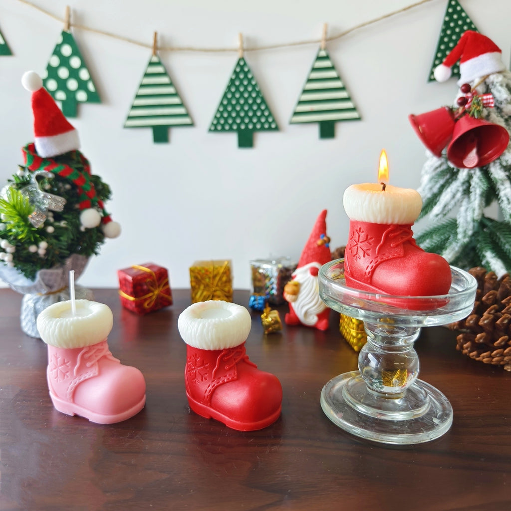 Christmas Stocking Boot Candle Holiday Decor Soy Wax Blend Candle