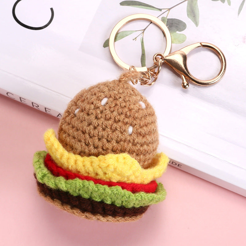 Crochet Fast Food Keychain Mini Food Bag Charm Gift