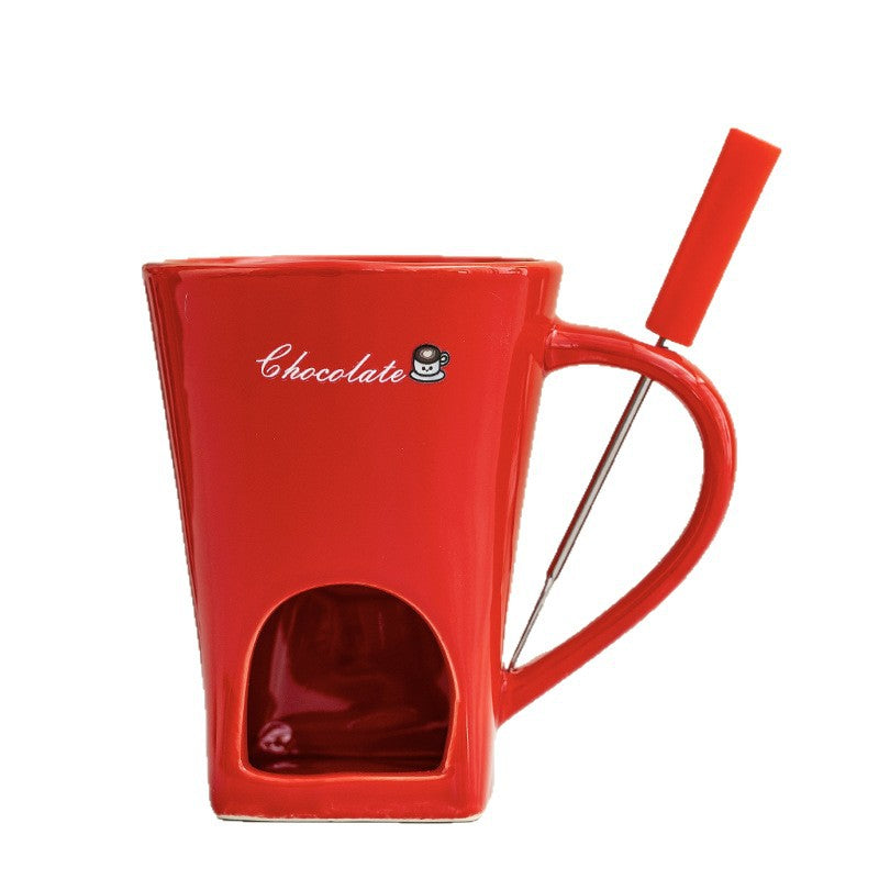 Ceramic Chocolate Mug with Hollow Candle Holder for Hot Drinks