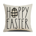 Easter Linen Throw Pillow Cover Bunny Letter Print 18x18