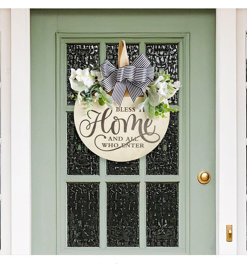 Farmhouse Welcome Front Door Wreath Hanging Decor