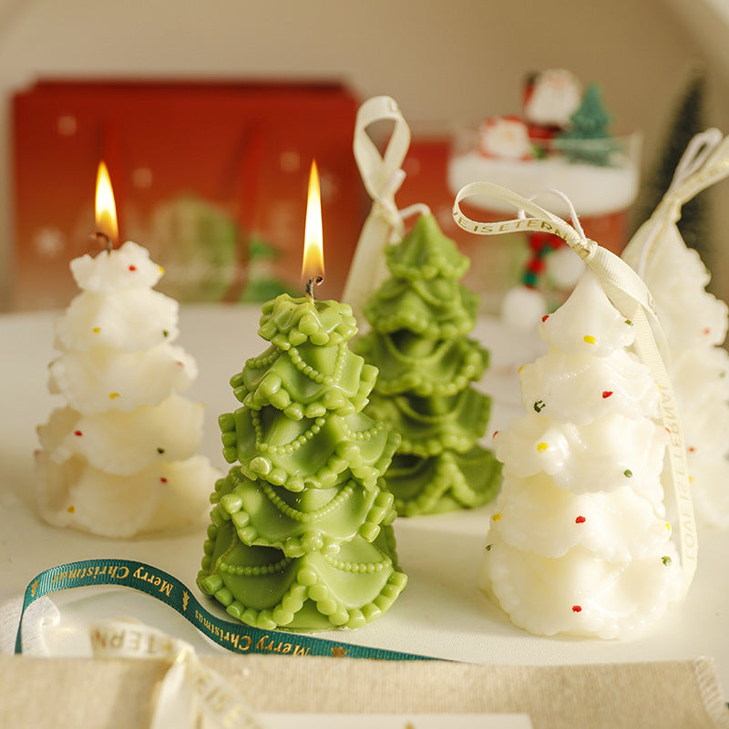 Festive Tree Shaped Scented Candle Soy Wax Blend Christmas Gift Decor