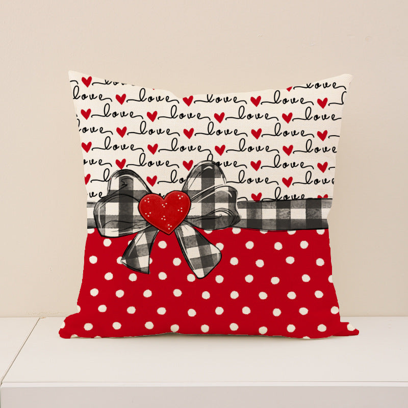 Valentine Heart Print Throw Pillow Covers Love Decor Set