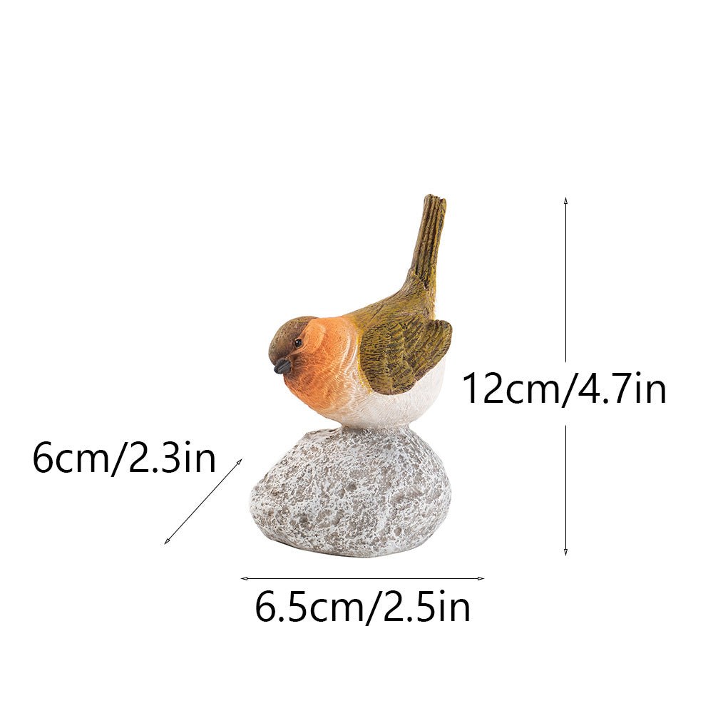 Resin Garden Birds Decor Outdoor Yard Patio Mini Statues Set