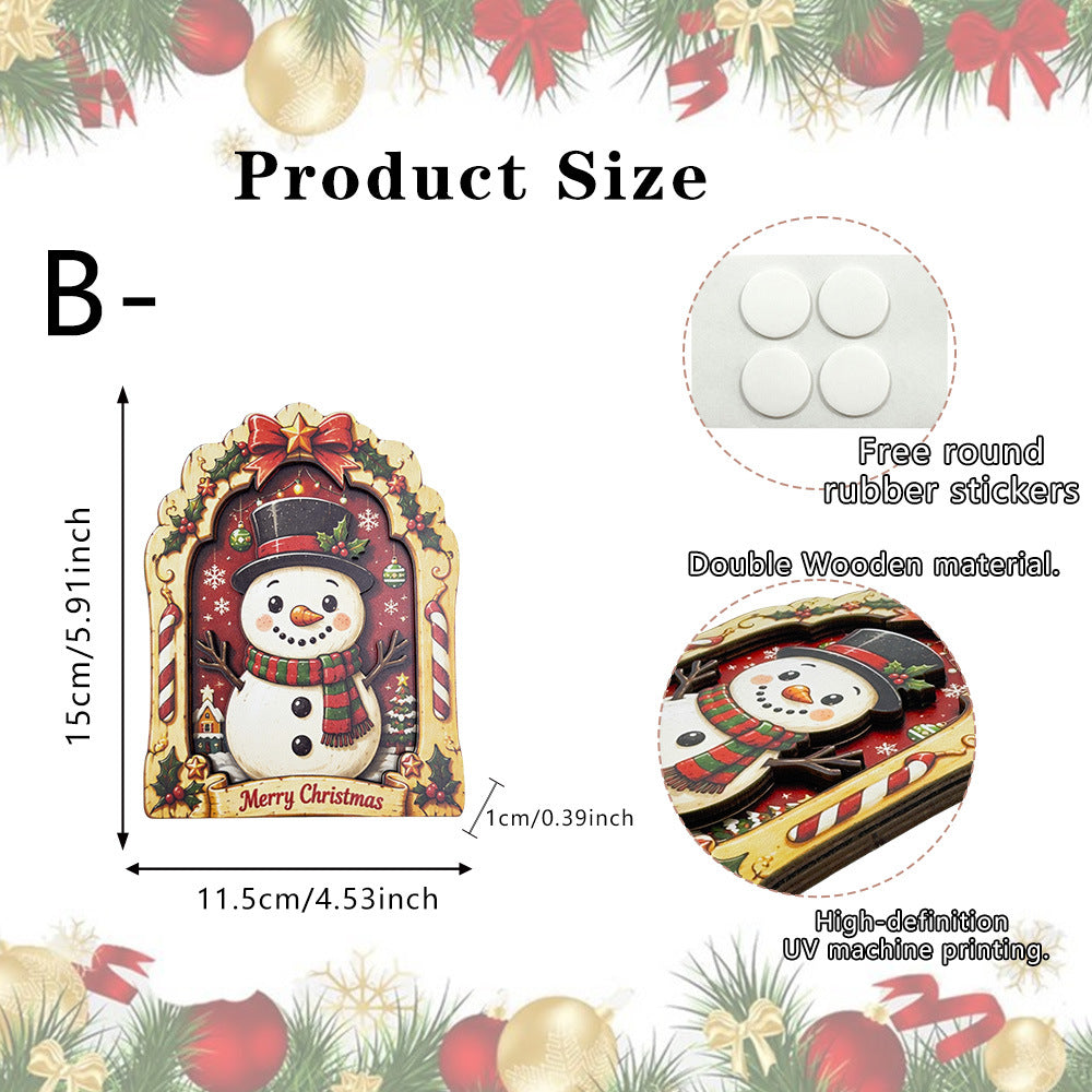Christmas Wooden Santa Snowman Reindeer Character Tabletop Decor
