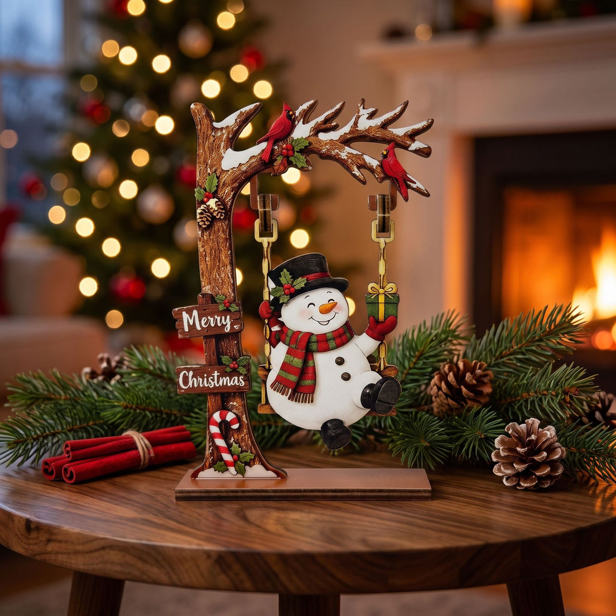 Christmas Wooden Swing Tabletop Holiday Decoration