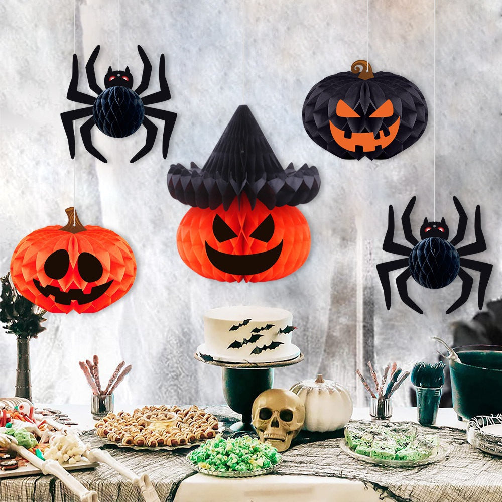 Halloween Paper Hanging Decor Pumpkin Spider Garland