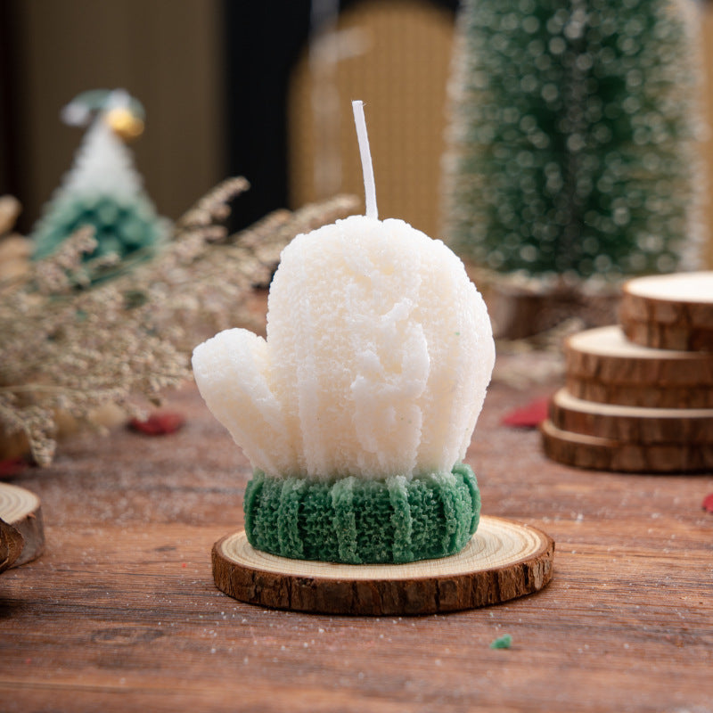 Christmas Mitten Shaped Scented Candle Holiday Gift Decor