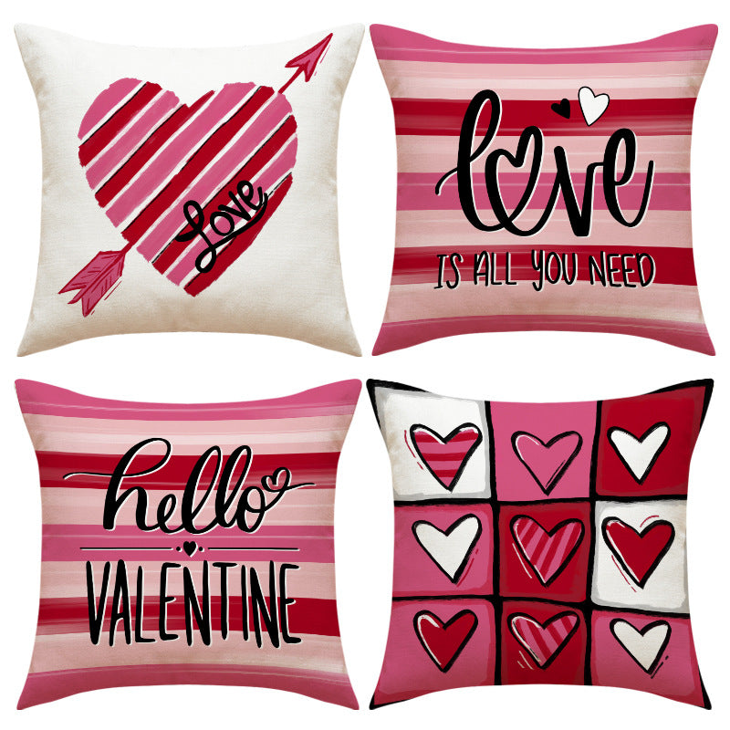 Valentine Heart Linen Pillow Covers for Cozy Home Decor