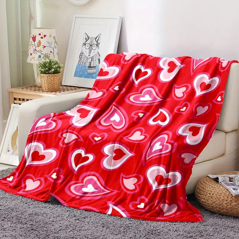 Valentine’s Day Heart Print Cozy Throw Blanket
