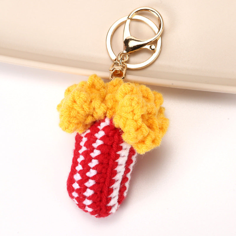 Crochet Fast Food Keychain Mini Food Bag Charm Gift