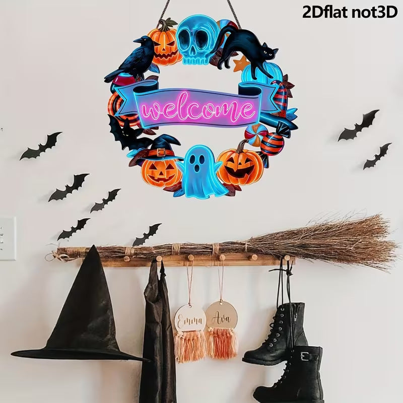 Halloween Wooden Wall Hanging Decor Pumpkin Ghost Flat Print