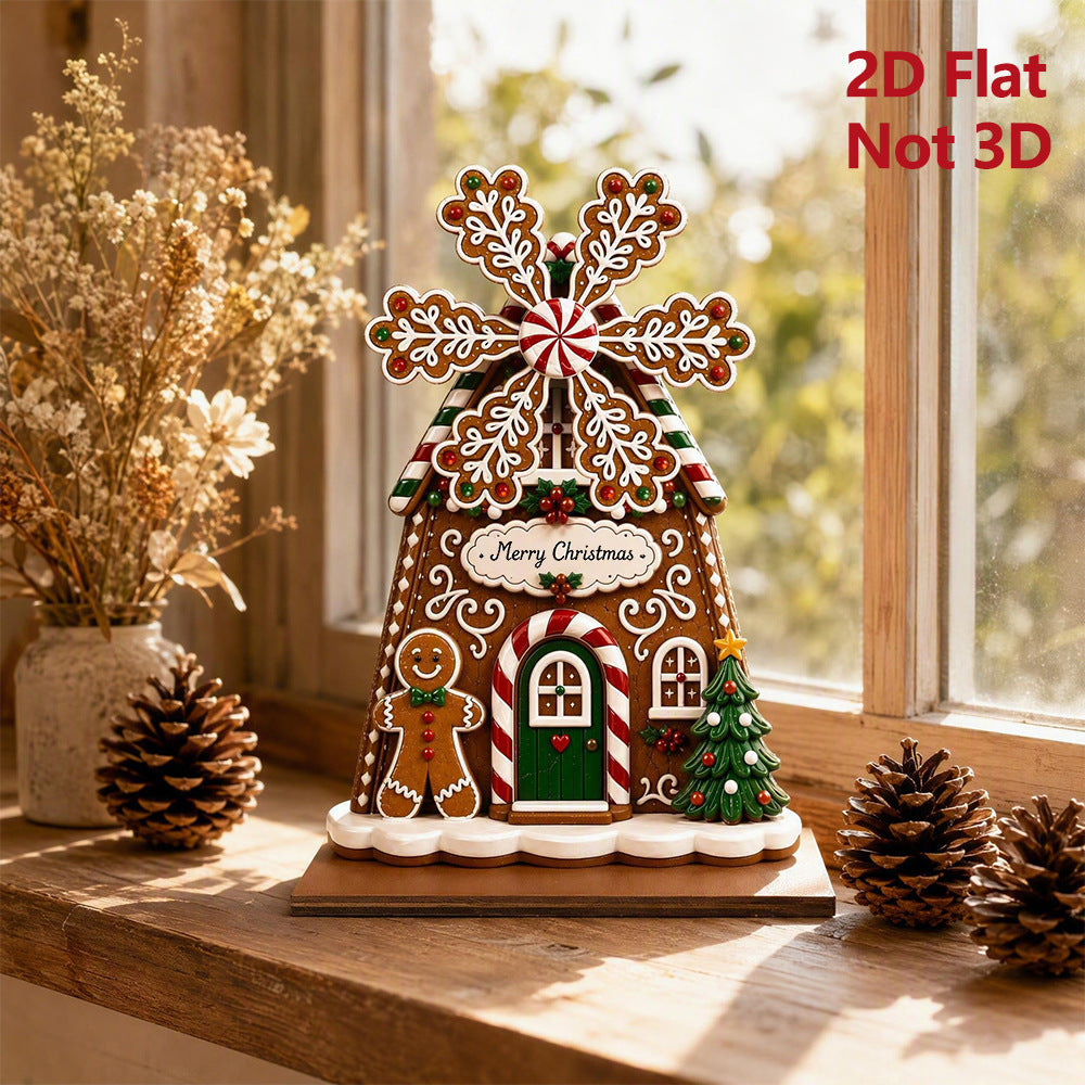 Christmas Santa Windmill Wooden Tabletop Decor