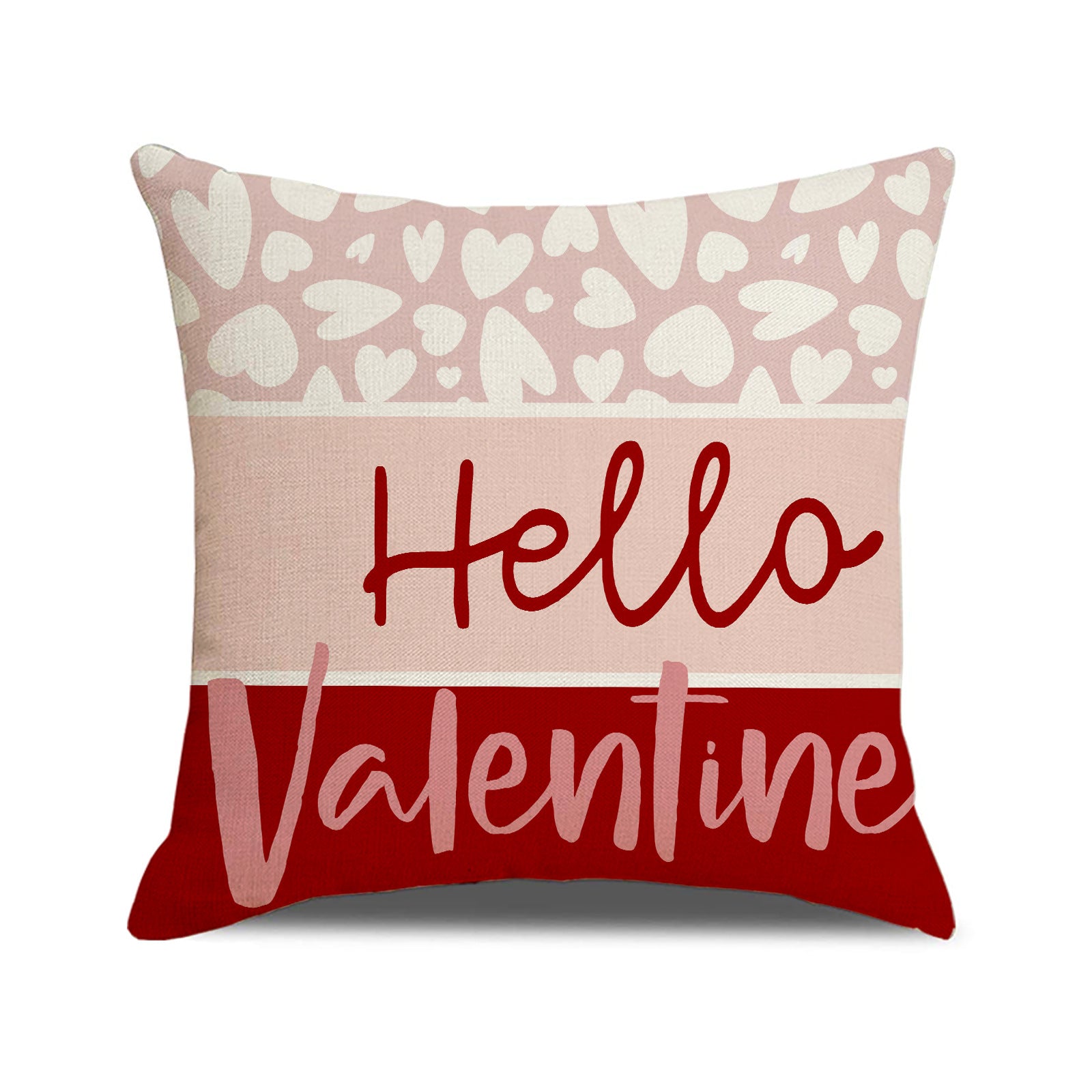 Valentine Heart Print Linen Pillow Covers Set for Home Décor